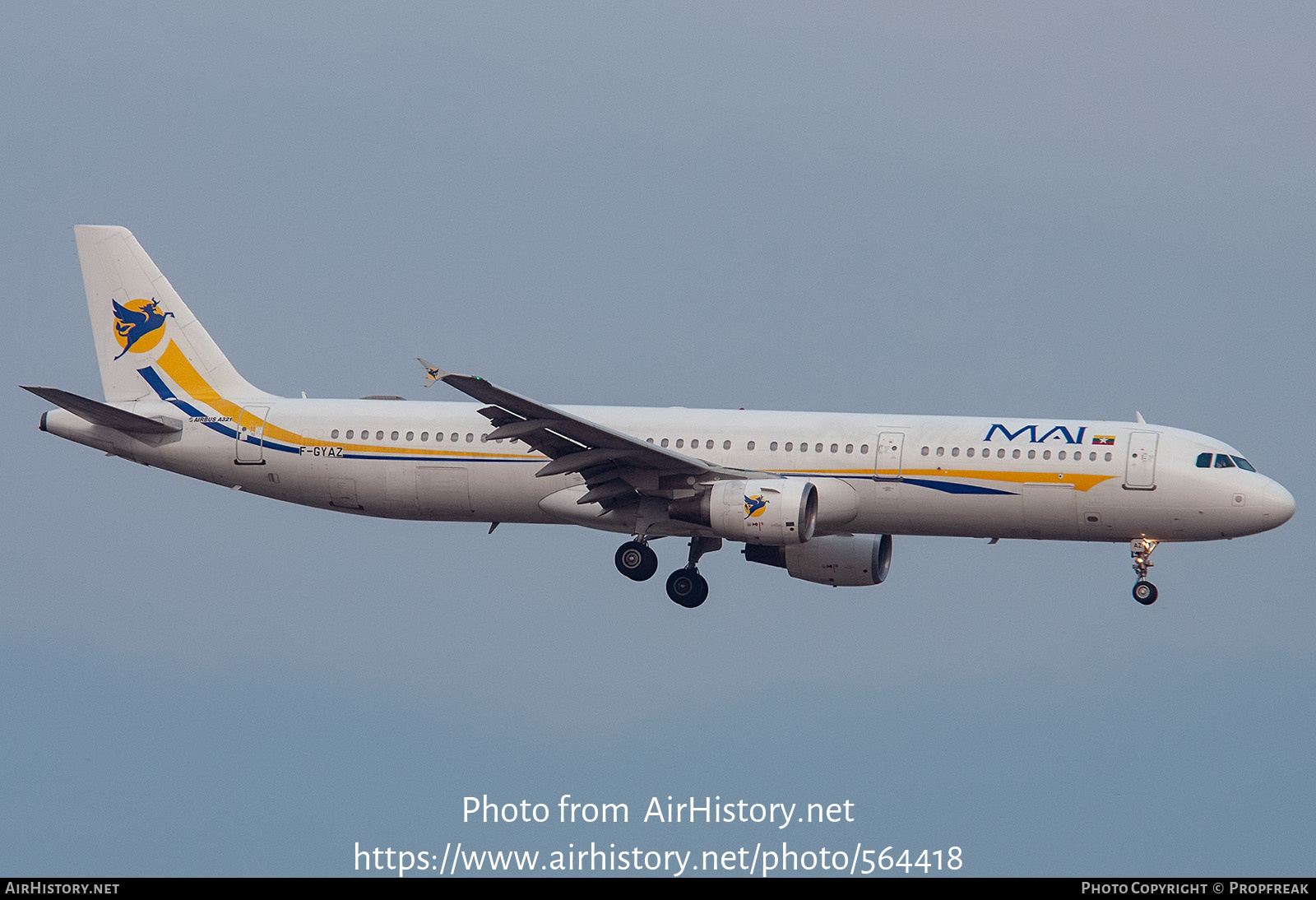 Aircraft Photo of F-GYAZ | Airbus A321-111 | Myanmar Airways International - MAI | AirHistory.net #564418