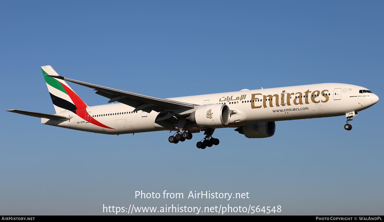 Aircraft Photo of A6-EPN | Boeing 777-31H/ER | Emirates | AirHistory.net #564548