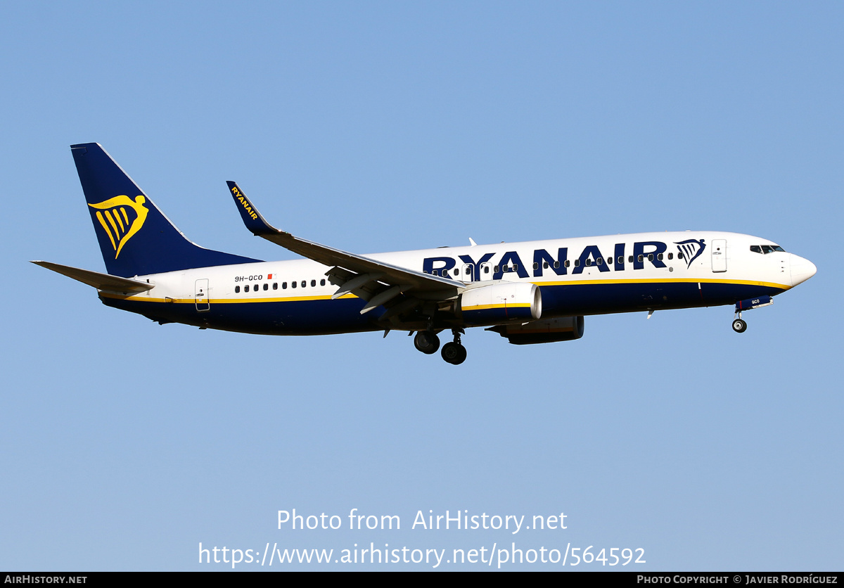 Aircraft Photo of 9H-QCO | Boeing 737-8AS | Ryanair | AirHistory.net #564592