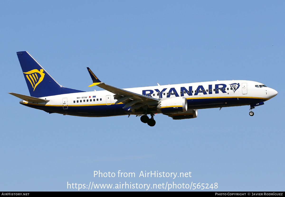 Aircraft Photo of 9H-VUW | Boeing 737-8200 Max 200 | Ryanair | AirHistory.net #565248