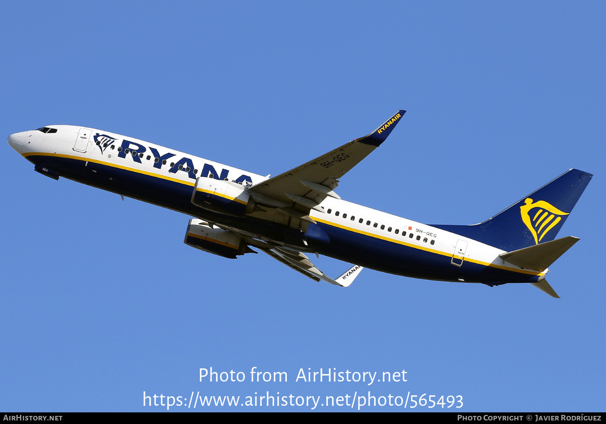 Aircraft Photo of 9H-QEG | Boeing 737-800 | Ryanair | AirHistory.net #565493