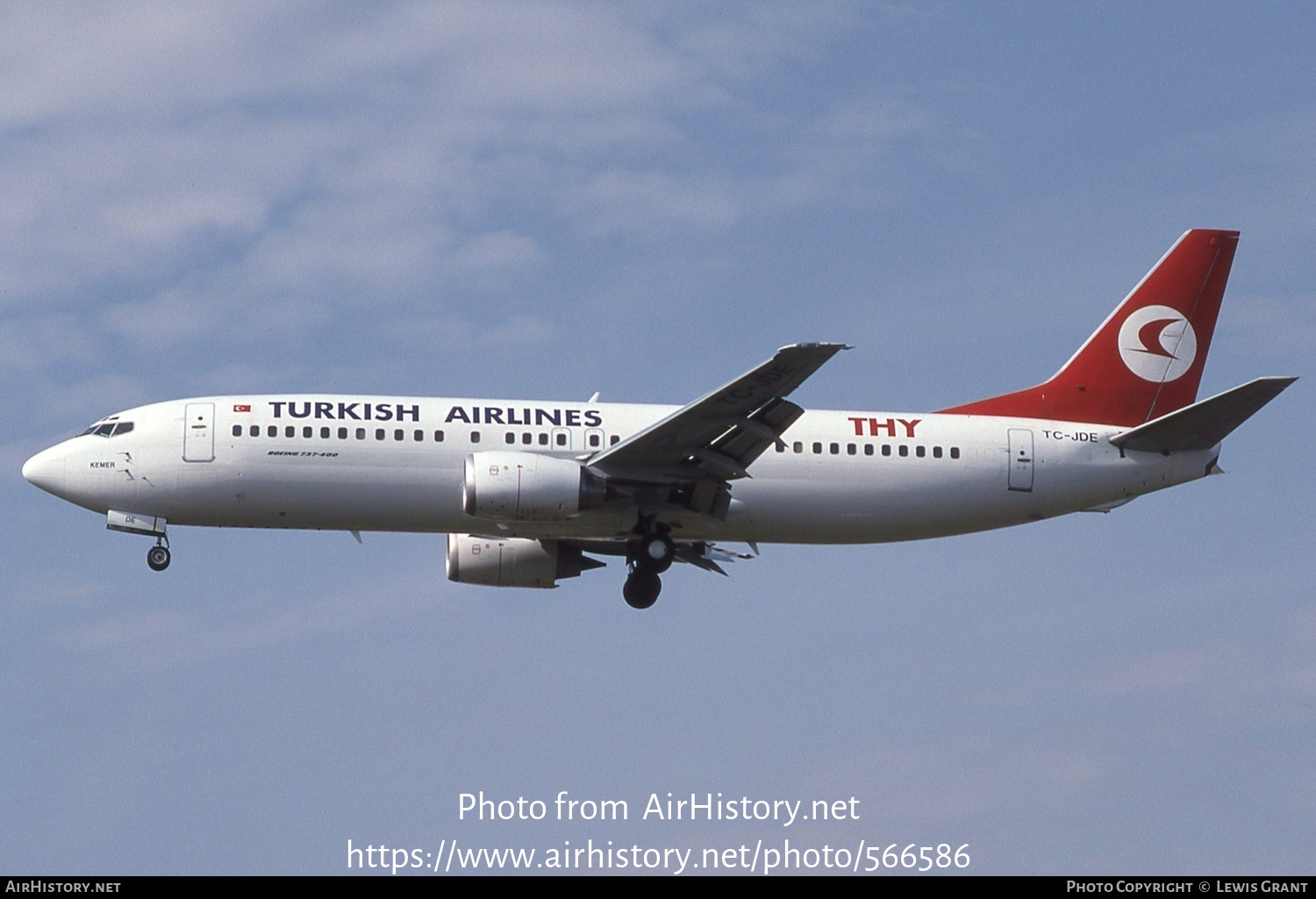 Aircraft Photo of TC-JDE | Boeing 737-4Y0 | THY Türk Hava Yolları - Turkish Airlines | AirHistory.net #566586