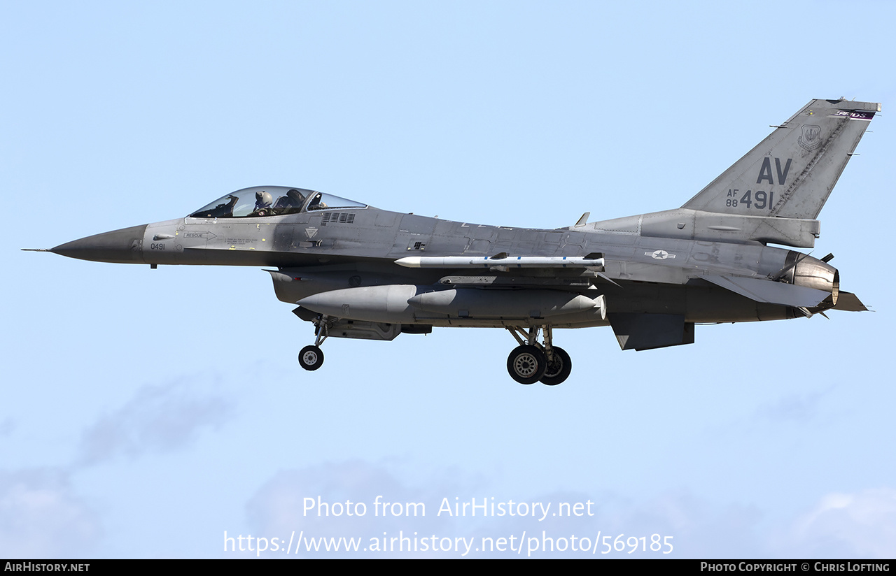 Aircraft Photo of 88-0491 / AF88-491 | General Dynamics F-16C Fighting Falcon | USA - Air Force | AirHistory.net #569185