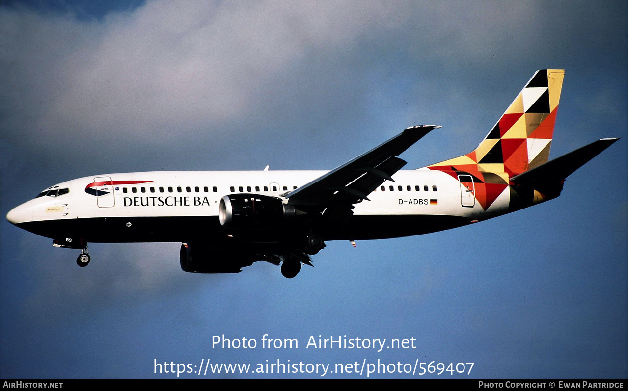 Aircraft Photo of D-ADBS | Boeing 737-31S | Deutsche BA | AirHistory.net #569407