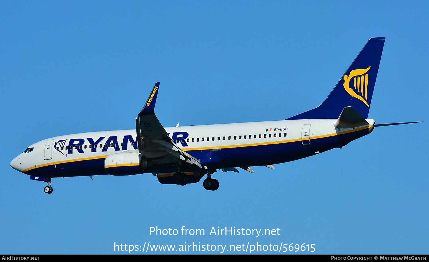 Aircraft Photo of EI-ESP | Boeing 737-8AS | Ryanair | AirHistory.net #569615