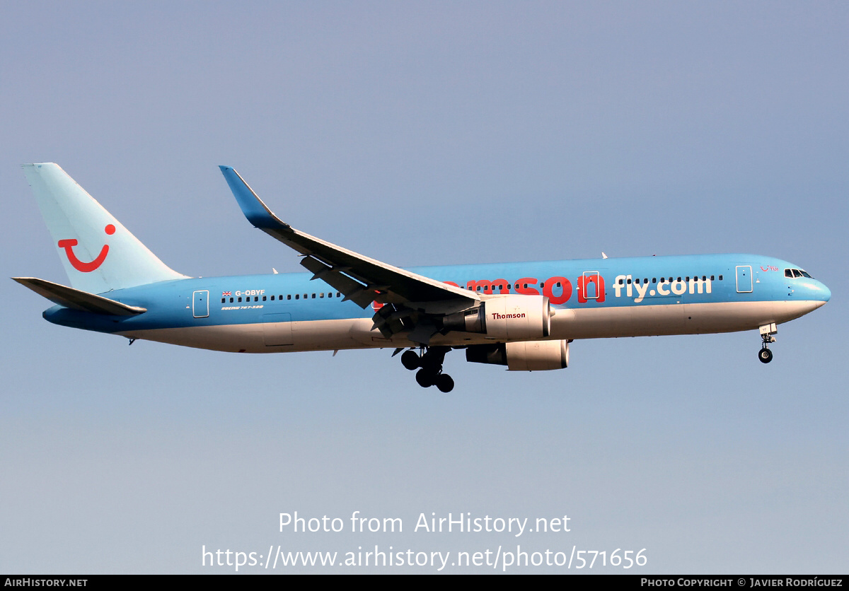 Aircraft Photo of G-OBYF | Boeing 767-304/ER | Thomsonfly | AirHistory.net #571656