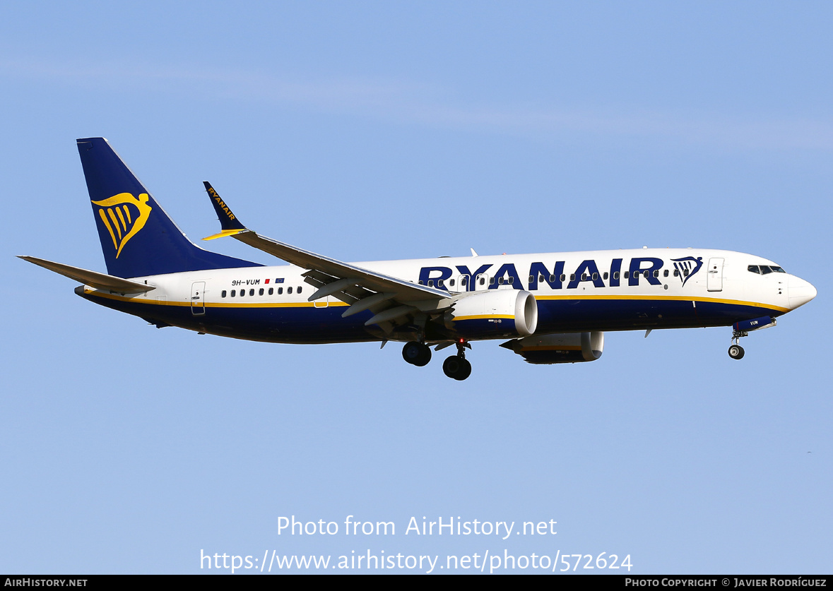 Aircraft Photo of 9H-VUM | Boeing 737-8200 Max 200 | Ryanair | AirHistory.net #572624