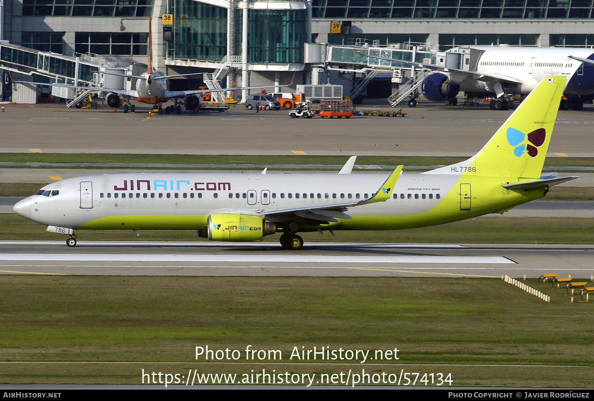 Aircraft Photo of HL7786 | Boeing 737-8Q8 | Jin Air | AirHistory.net #574134