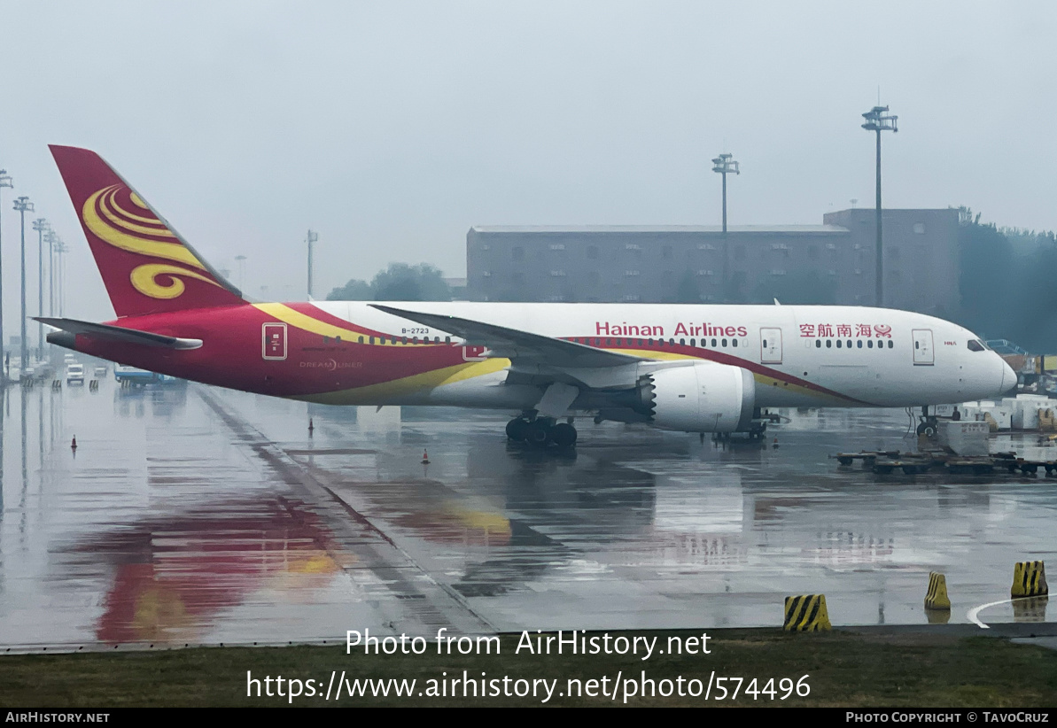 Aircraft Photo of B-2723 | Boeing 787-8 Dreamliner | Hainan Airlines | AirHistory.net #574496