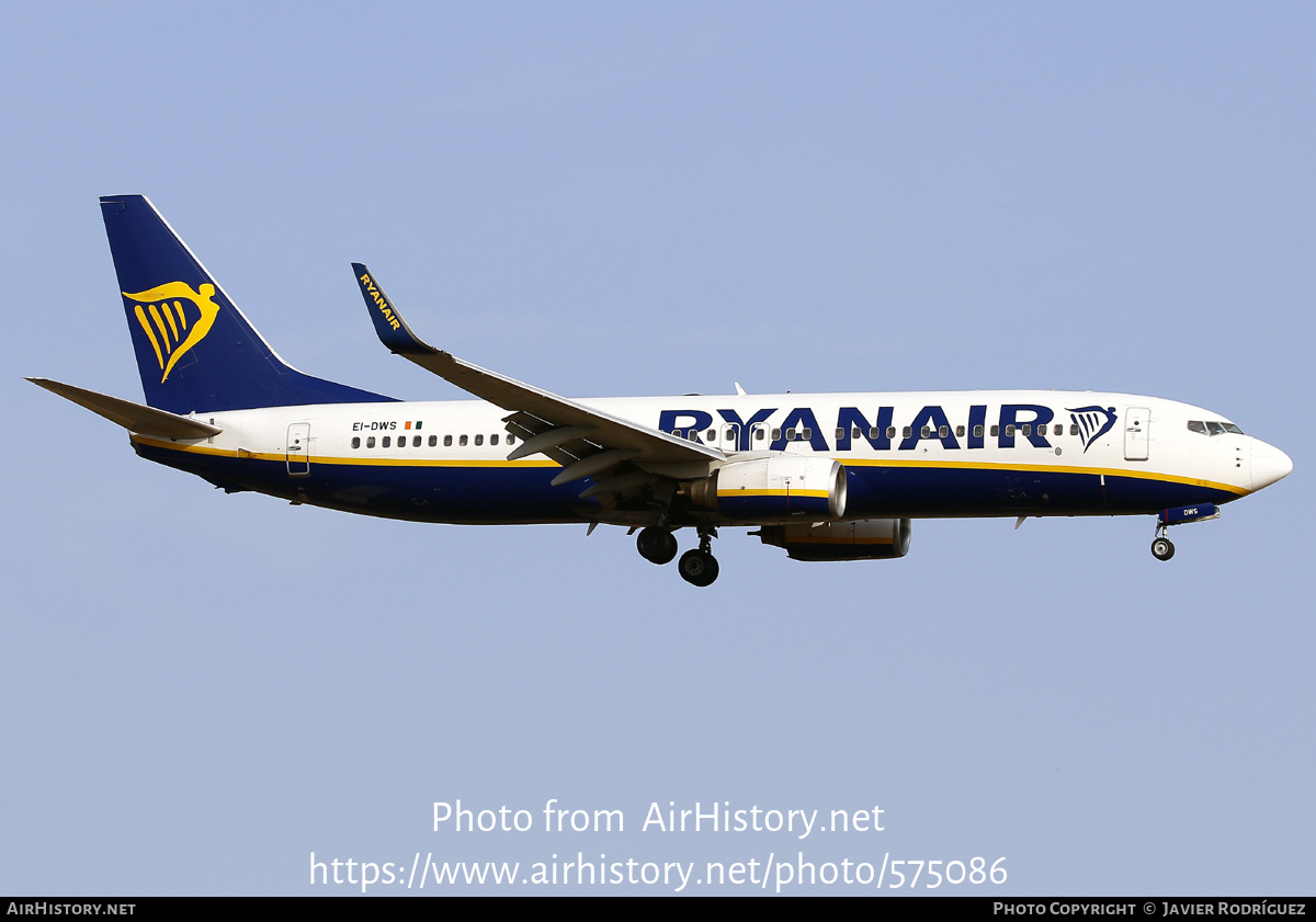 Aircraft Photo of EI-DWS | Boeing 737-8AS | Ryanair | AirHistory.net #575086