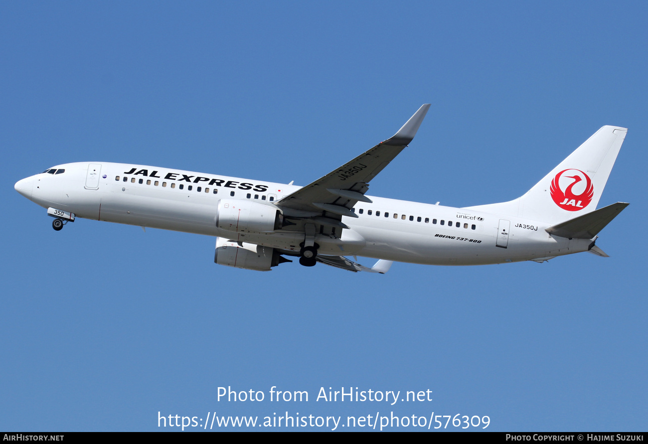 Aircraft Photo of JA350J | Boeing 737-846 | JAL Express - JEX | AirHistory.net #576309