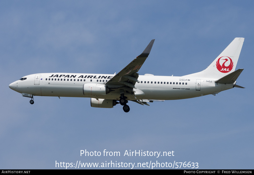 Aircraft Photo of JA343J | Boeing 737-846 | Japan Airlines - JAL | AirHistory.net #576633