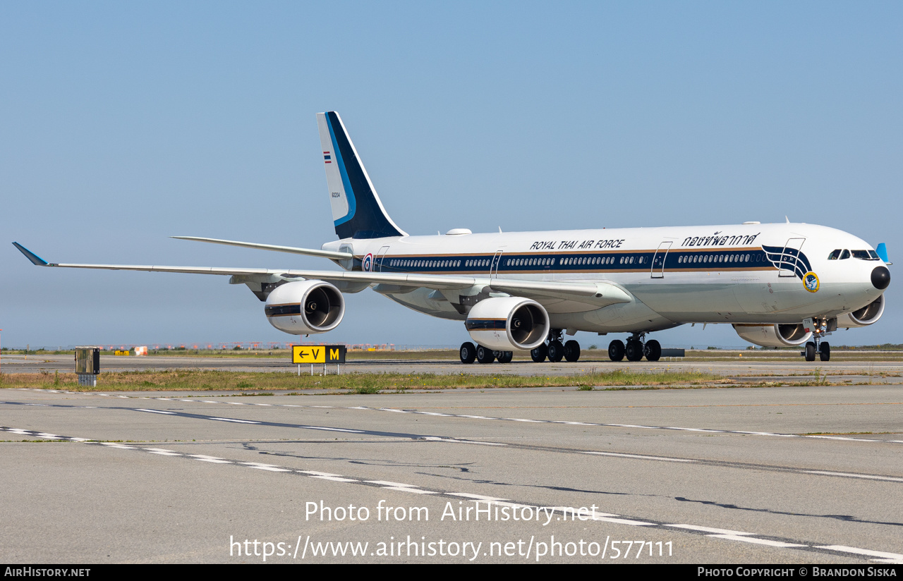 Aircraft Photo of 60204 / HS-TYV | Airbus A340-541 | Thailand - Air Force | AirHistory.net #577111