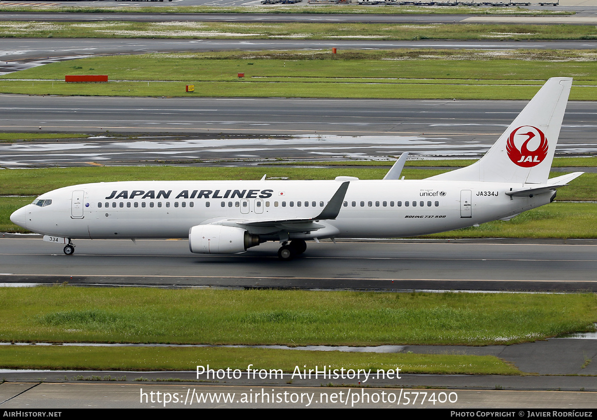 Aircraft Photo of JA334J | Boeing 737-846 | Japan Airlines - JAL | AirHistory.net #577400