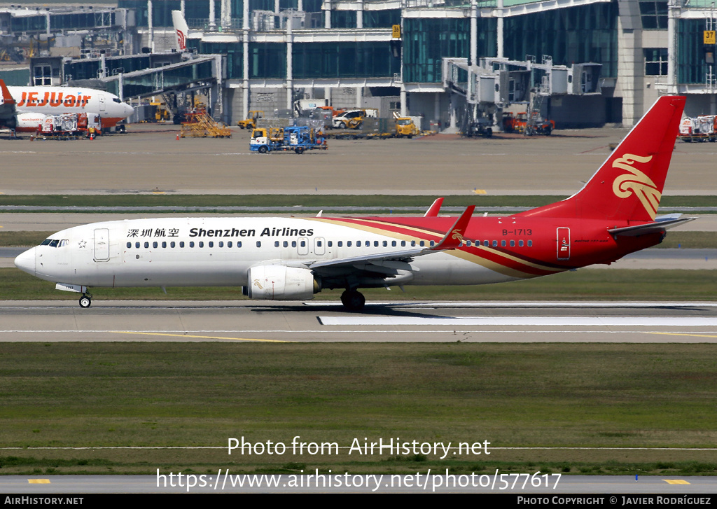 Aircraft Photo of B-1713 | Boeing 737-87L | Shenzhen Airlines | AirHistory.net #577617