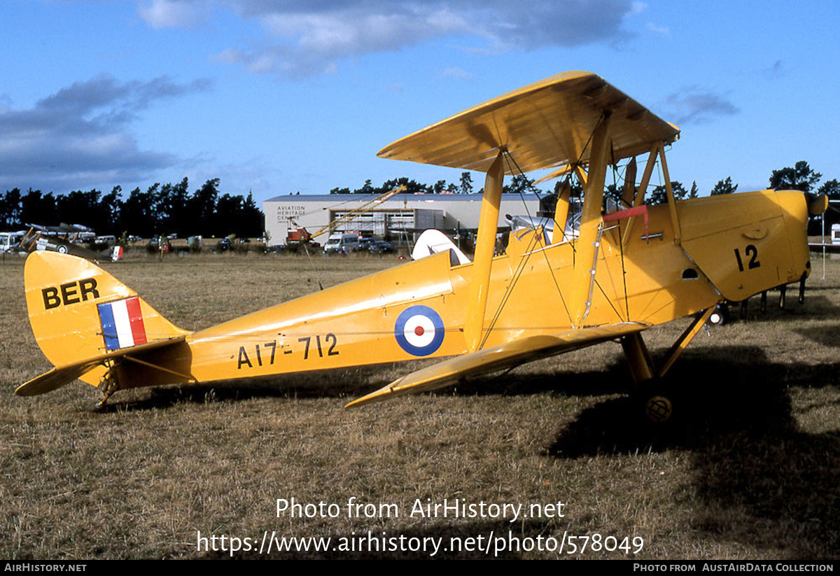 Aircraft Photo of ZK-BER / BER / A17-712 | De Havilland D.H. 82A Tiger Moth | Australia - Air Force | AirHistory.net #578049