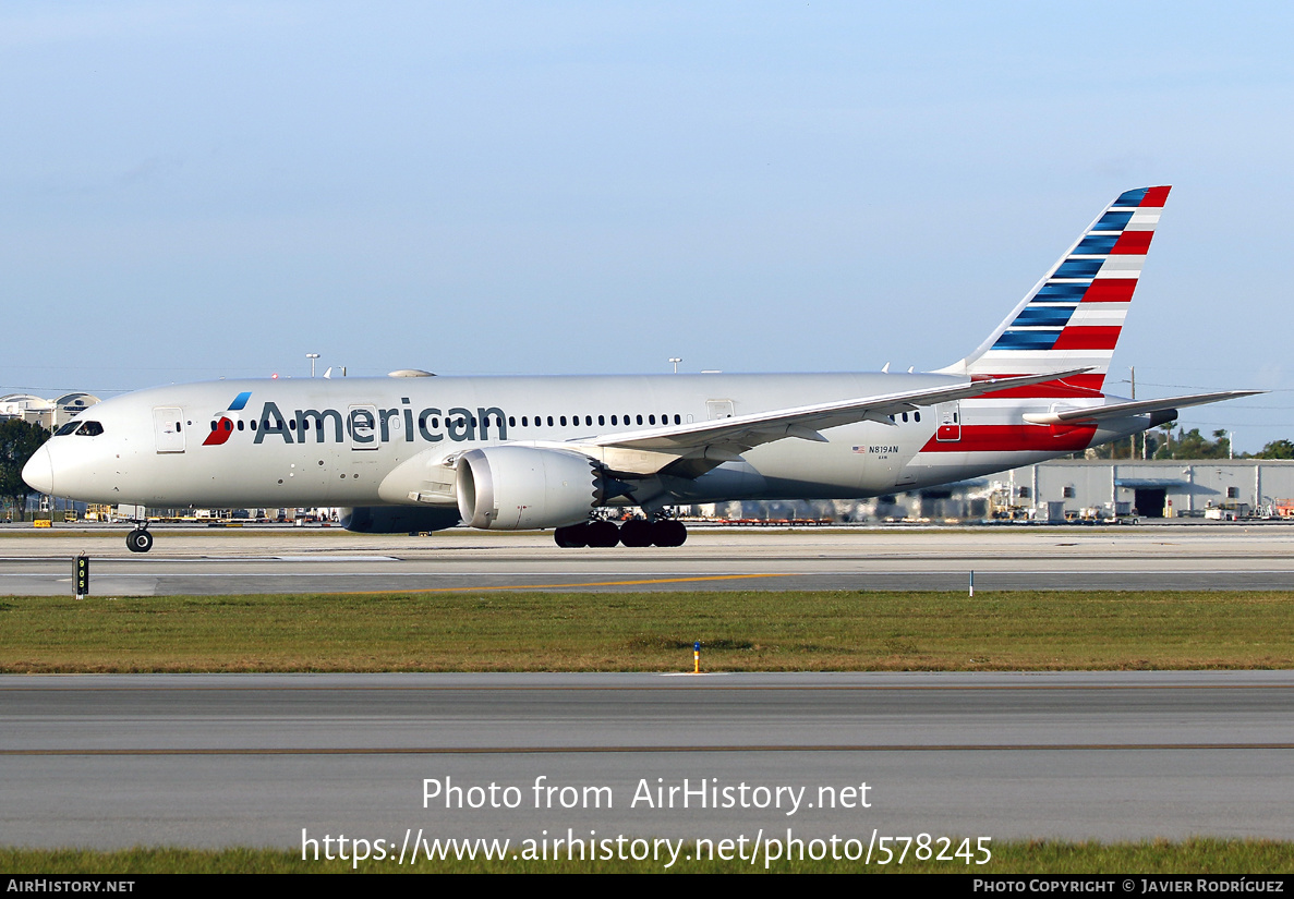 Aircraft Photo of N819AN | Boeing 787-8 Dreamliner | American Airlines | AirHistory.net #578245