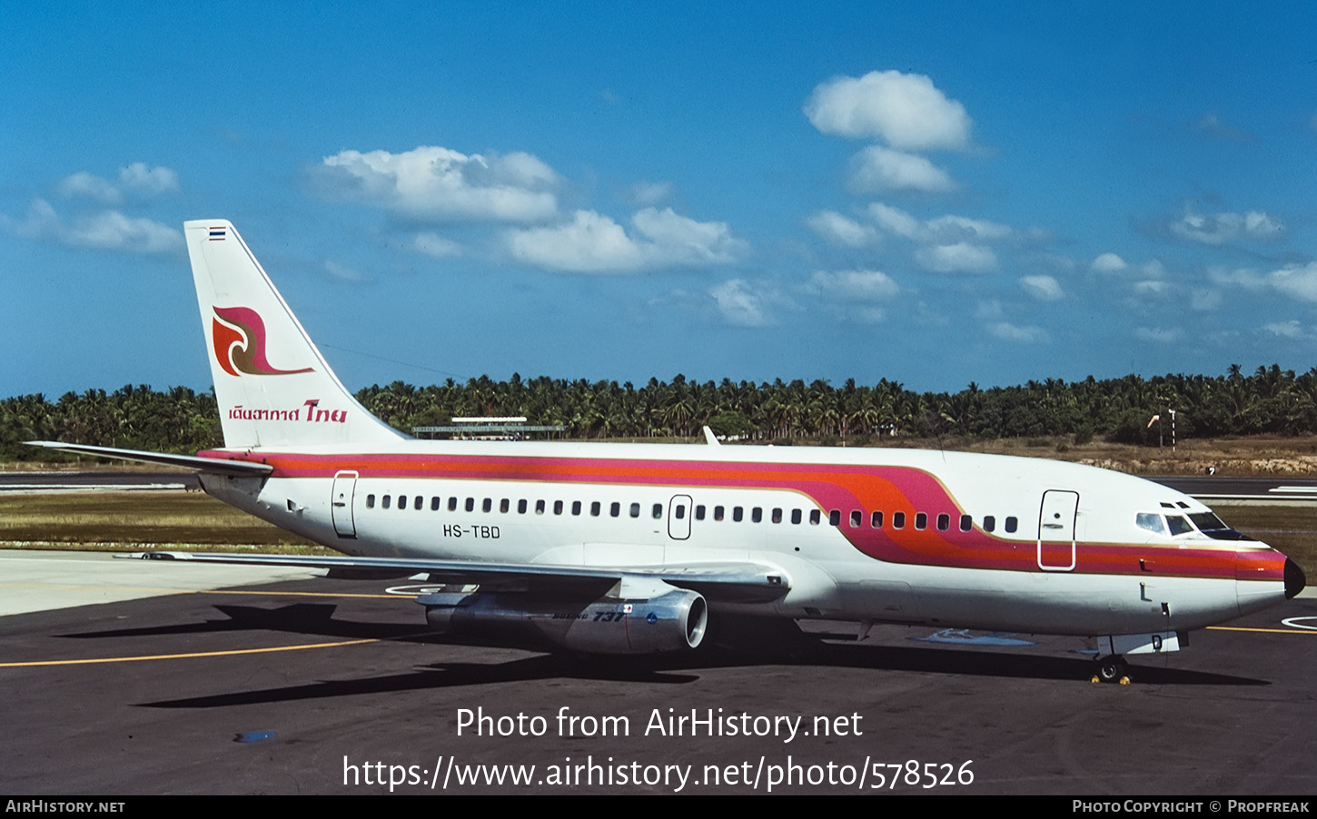 Aircraft Photo of HS-TBD | Boeing 737-2P5/Adv | Thai Airways | AirHistory.net #578526