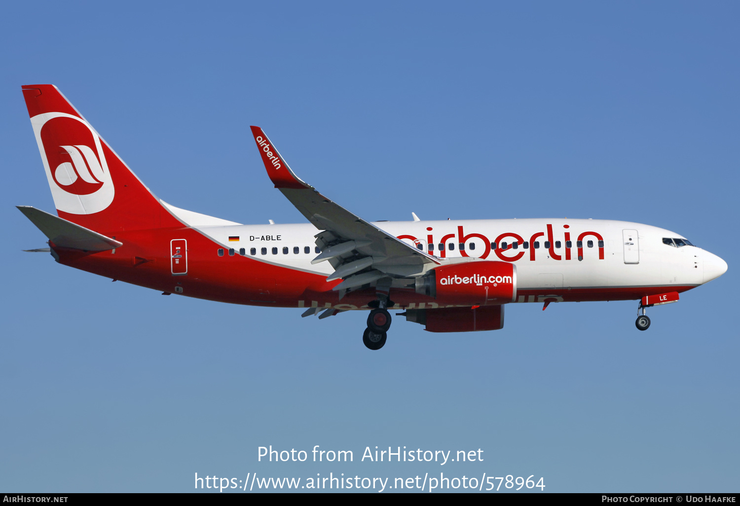 Aircraft Photo of D-ABLE | Boeing 737-76J | Air Berlin | AirHistory.net #578964