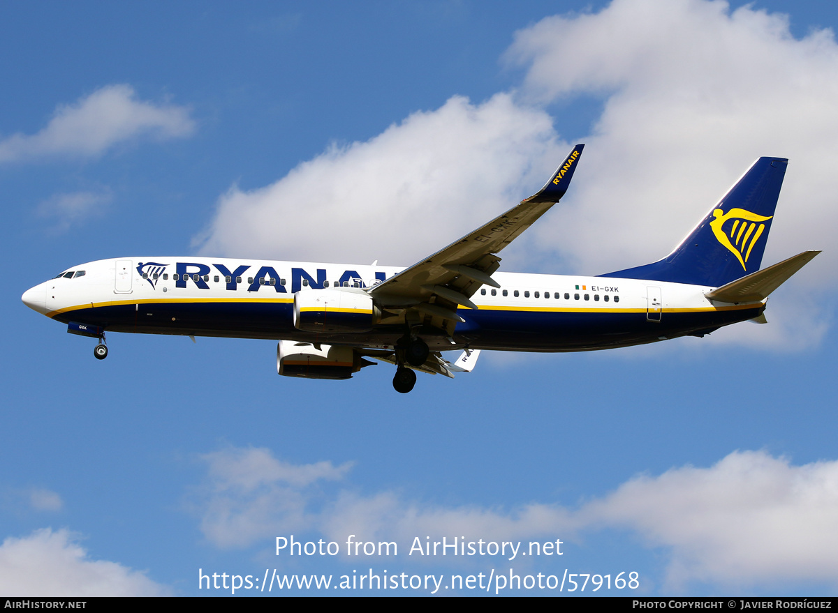 Aircraft Photo of EI-GXK | Boeing 737-8AS | Ryanair | AirHistory.net #579168