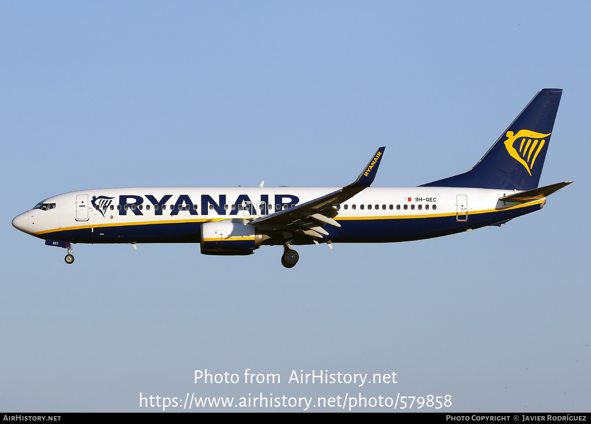 Aircraft Photo of 9H-QEC | Boeing 737-800 | Ryanair | AirHistory.net #579858