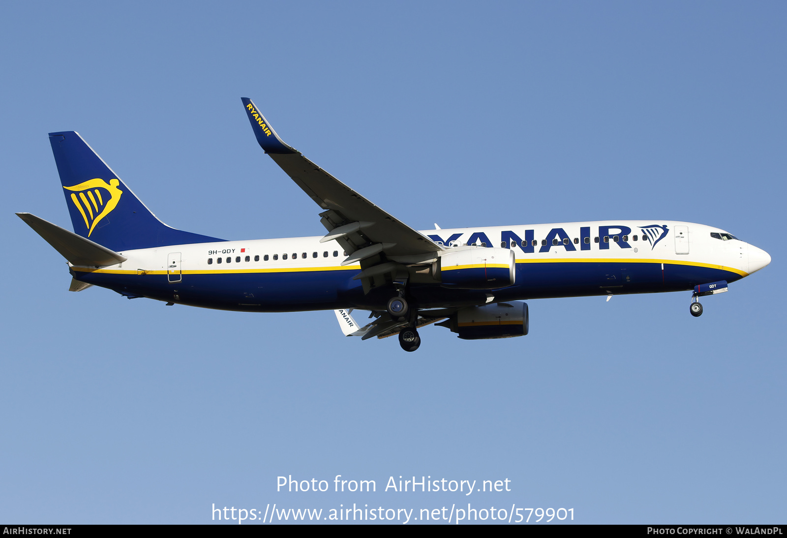 Aircraft Photo of 9H-QDY | Boeing 737-800 | Ryanair | AirHistory.net #579901