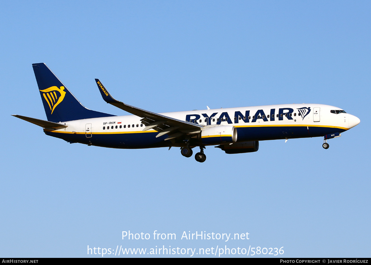 Aircraft Photo of SP-RKM | Boeing 737-8AS | Ryanair | AirHistory.net #580236