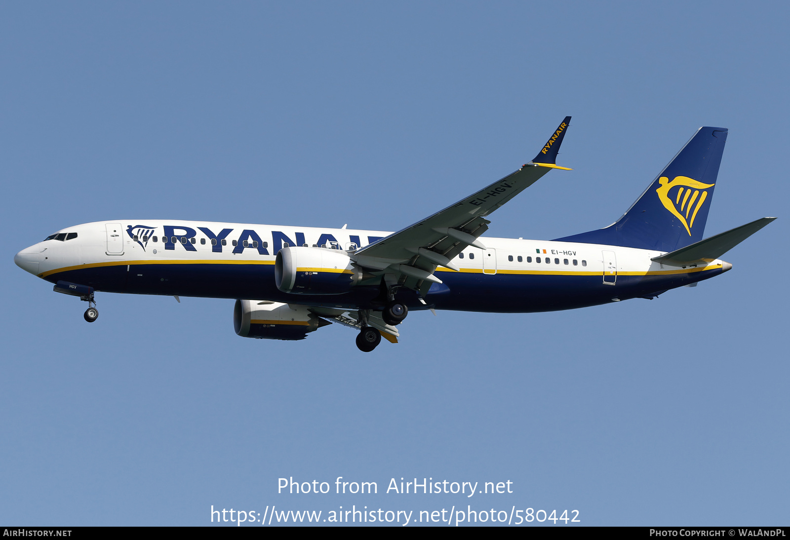 Aircraft Photo of EI-HGV | Boeing 737-8200 Max 200 | Ryanair | AirHistory.net #580442