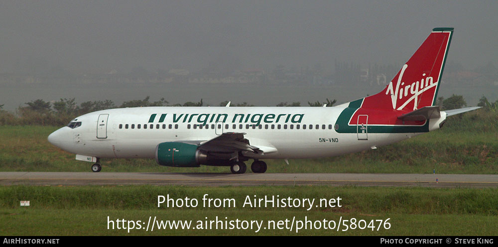 Aircraft Photo of 5N-VND | Boeing 737-33V | Virgin Nigeria Airways | AirHistory.net #580476