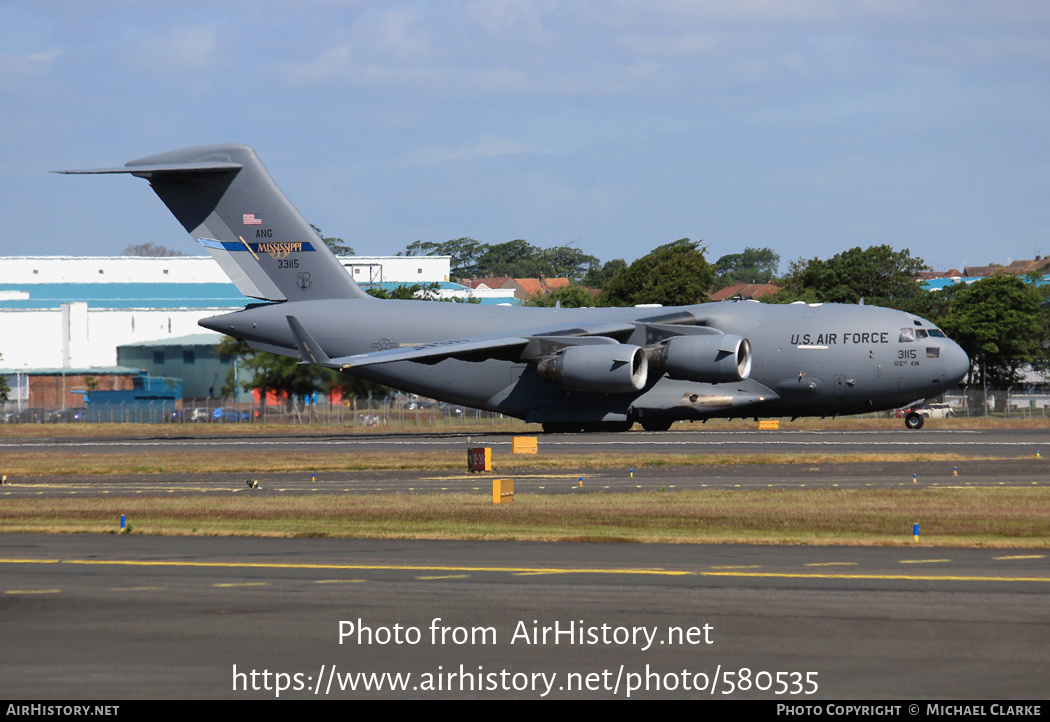 Aircraft Photo of 03-3115 / 33115 | Boeing C-17A Globemaster III | USA - Air Force | AirHistory.net #580535