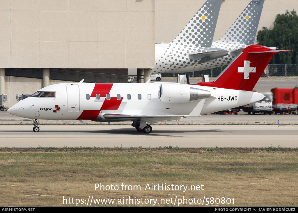 Aircraft Photo of HB-JWC | Bombardier Challenger 650 (CL-600-2B16) | REGA - Swiss Air Ambulance | AirHistory.net #580801