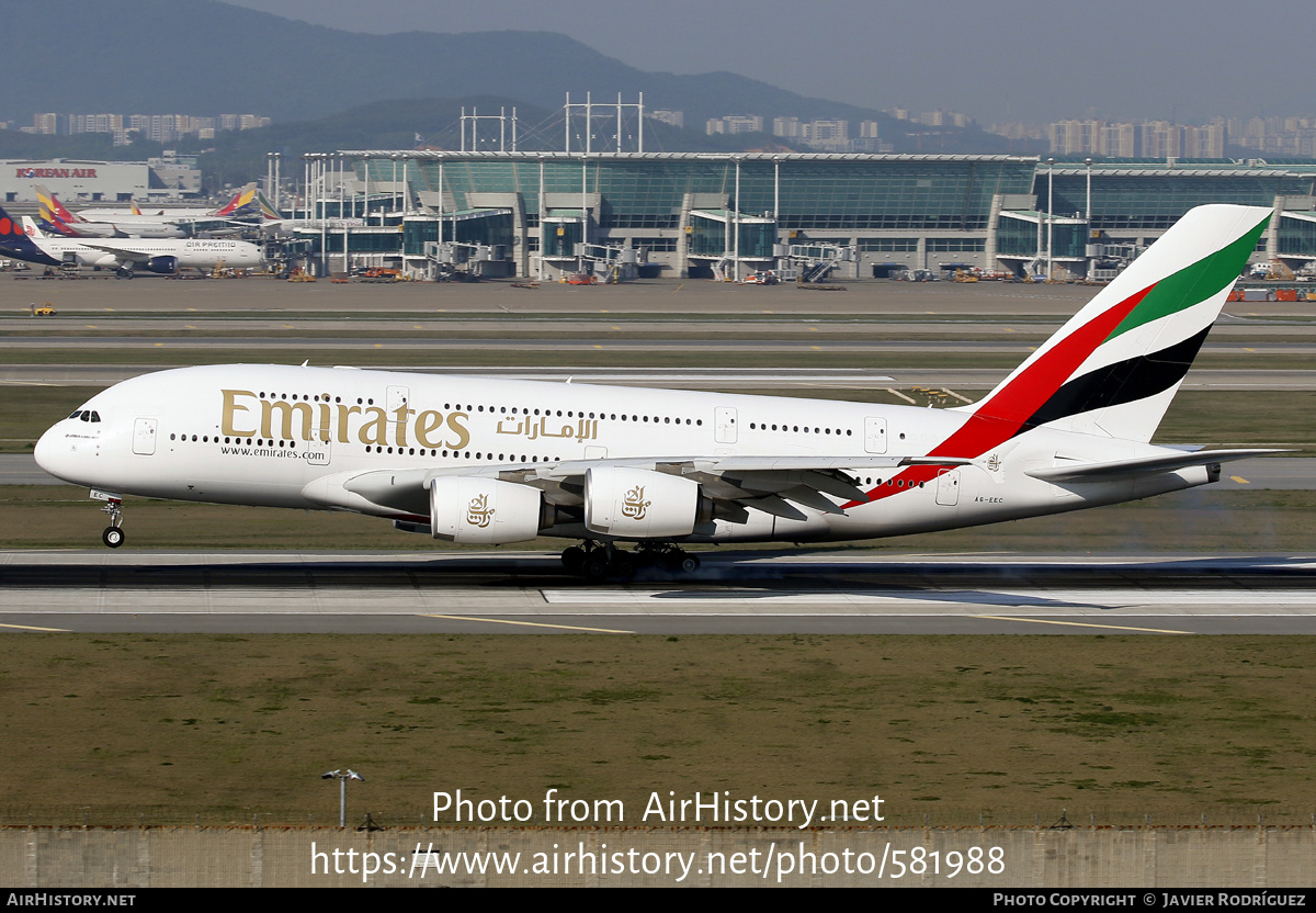 Aircraft Photo of A6-EEC | Airbus A380-861 | Emirates | AirHistory.net #581988