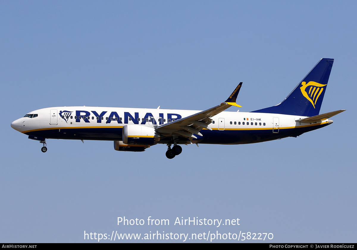 Aircraft Photo of EI-IHK | Boeing 737-8200 Max 200 | Ryanair | AirHistory.net #582270