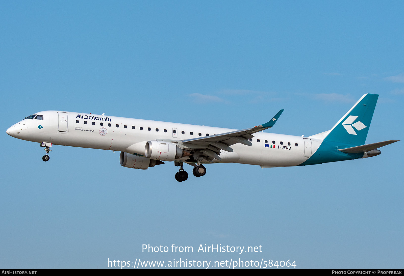 Aircraft Photo of I-JENB | Embraer 195LR (ERJ-190-200LR) | Air Dolomiti | AirHistory.net #584064