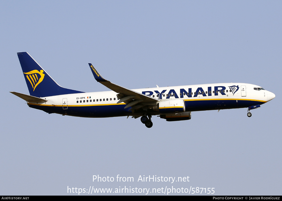 Aircraft Photo of EI-DPK | Boeing 737-8AS | Ryanair | AirHistory.net #587155
