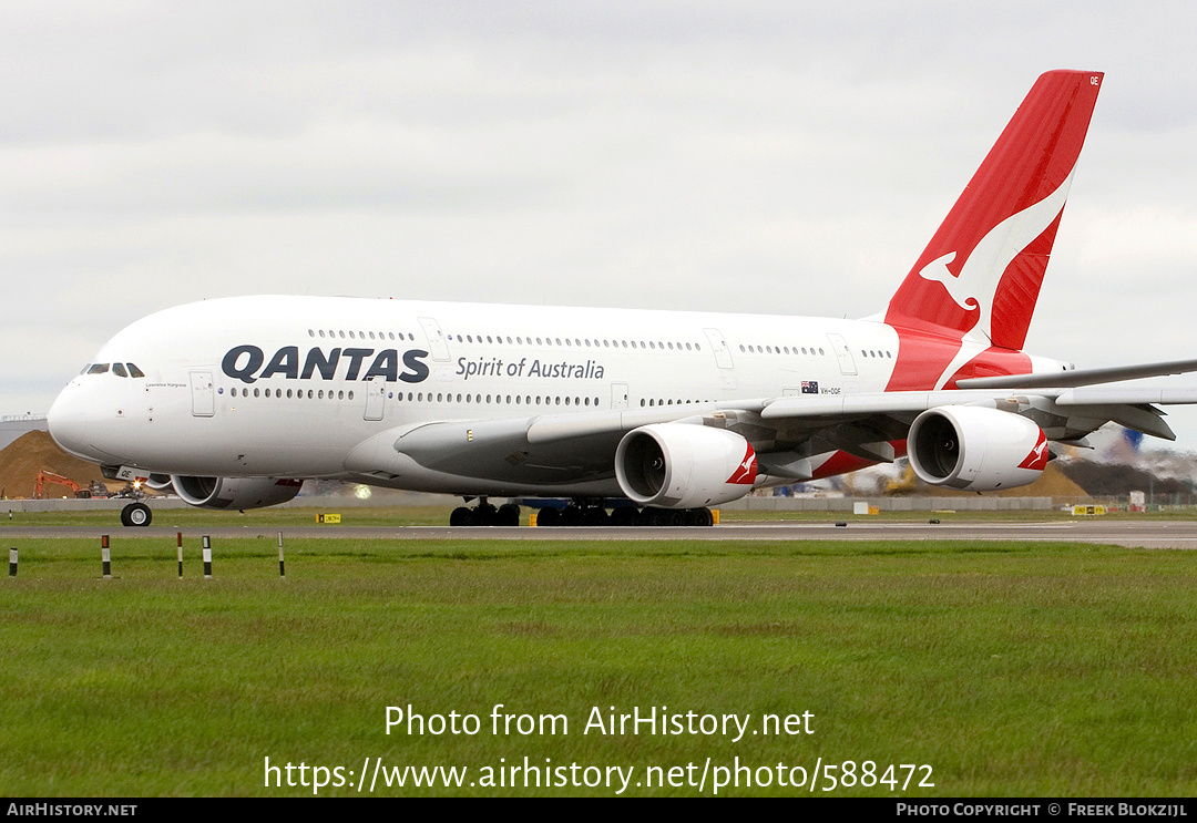 Aircraft Photo of VH-OQE | Airbus A380-842 | Qantas | AirHistory.net #588472