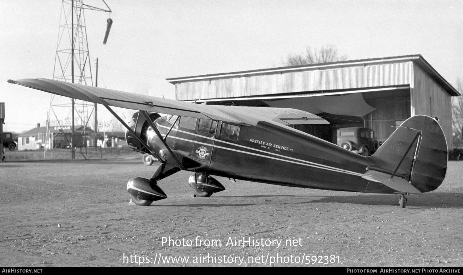 Aircraft Photo of NC13470 | Stinson SR Junior | Greeley Air Service | AirHistory.net #592381