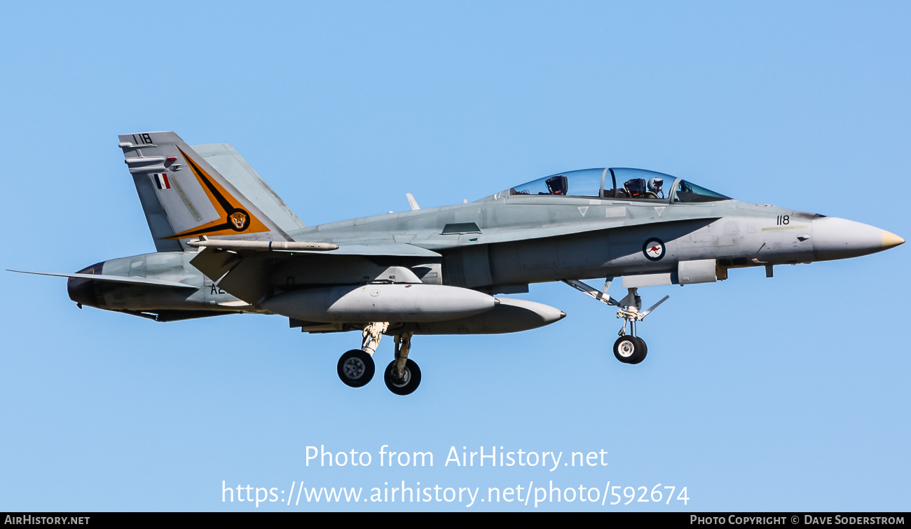 Aircraft Photo of A21-118 | McDonnell Douglas F/A-18B Hornet | Australia - Air Force | AirHistory.net #592674