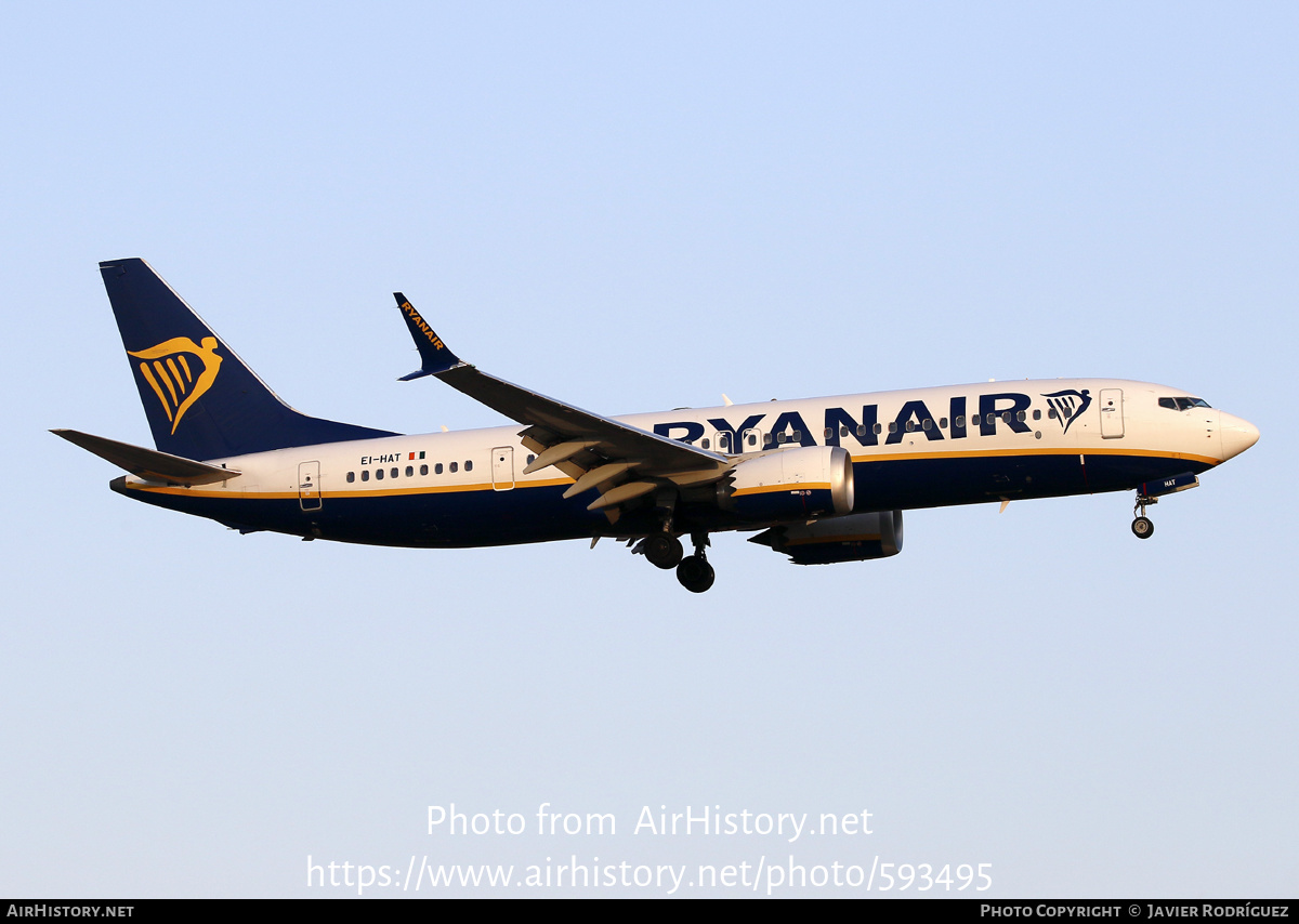 Aircraft Photo of EI-HAT | Boeing 737-8200 Max 200 | Ryanair | AirHistory.net #593495