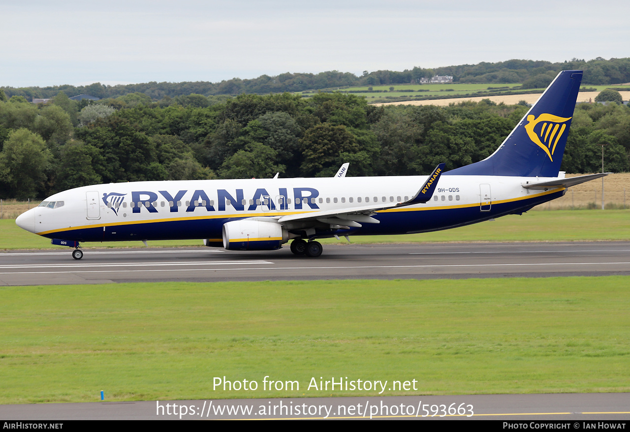 Aircraft Photo of 9H-QDS | Boeing 737-800 | Ryanair | AirHistory.net #593663