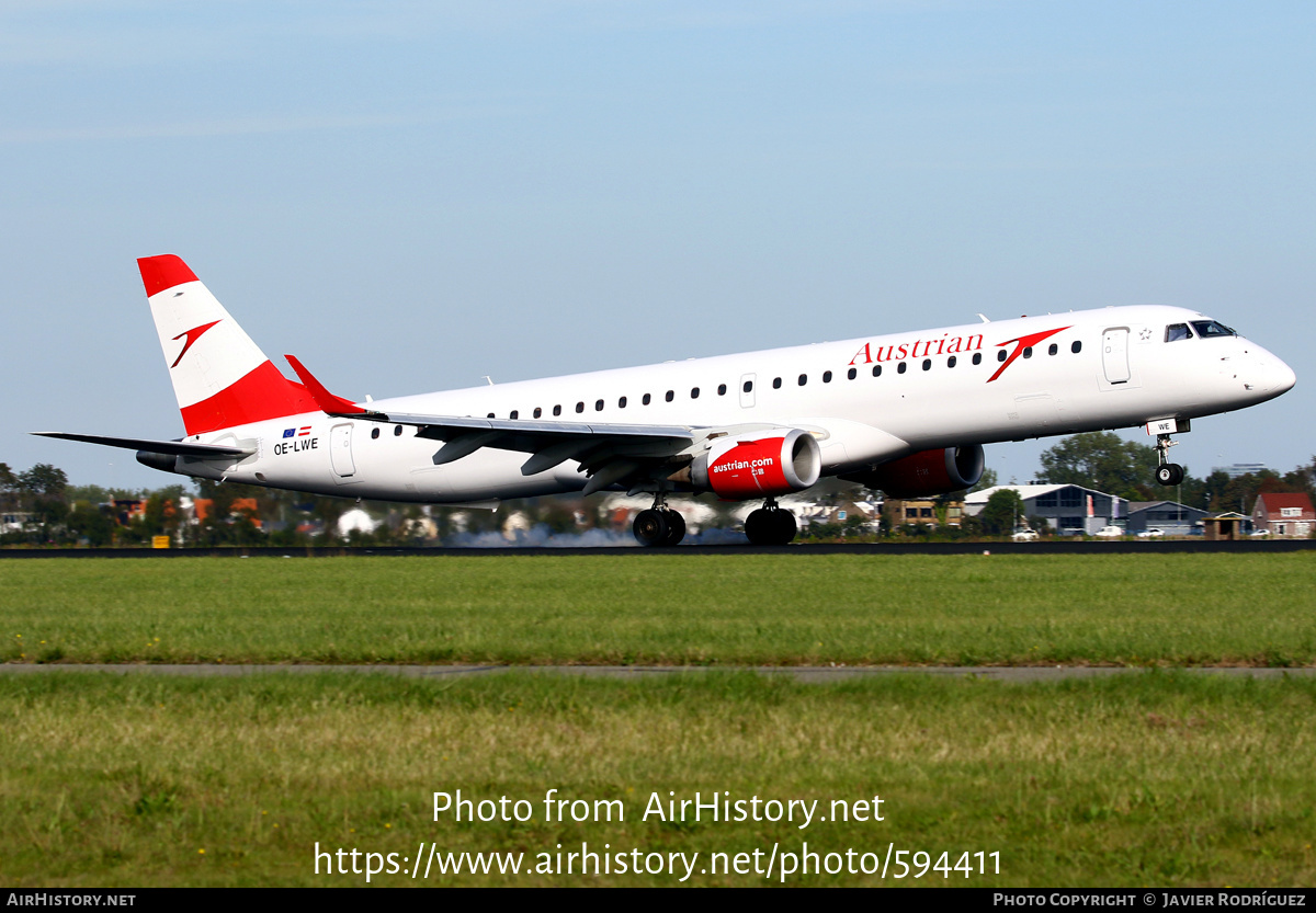 Aircraft Photo of OE-LWE | Embraer 195LR (ERJ-190-200LR) | Austrian Airlines | AirHistory.net #594411