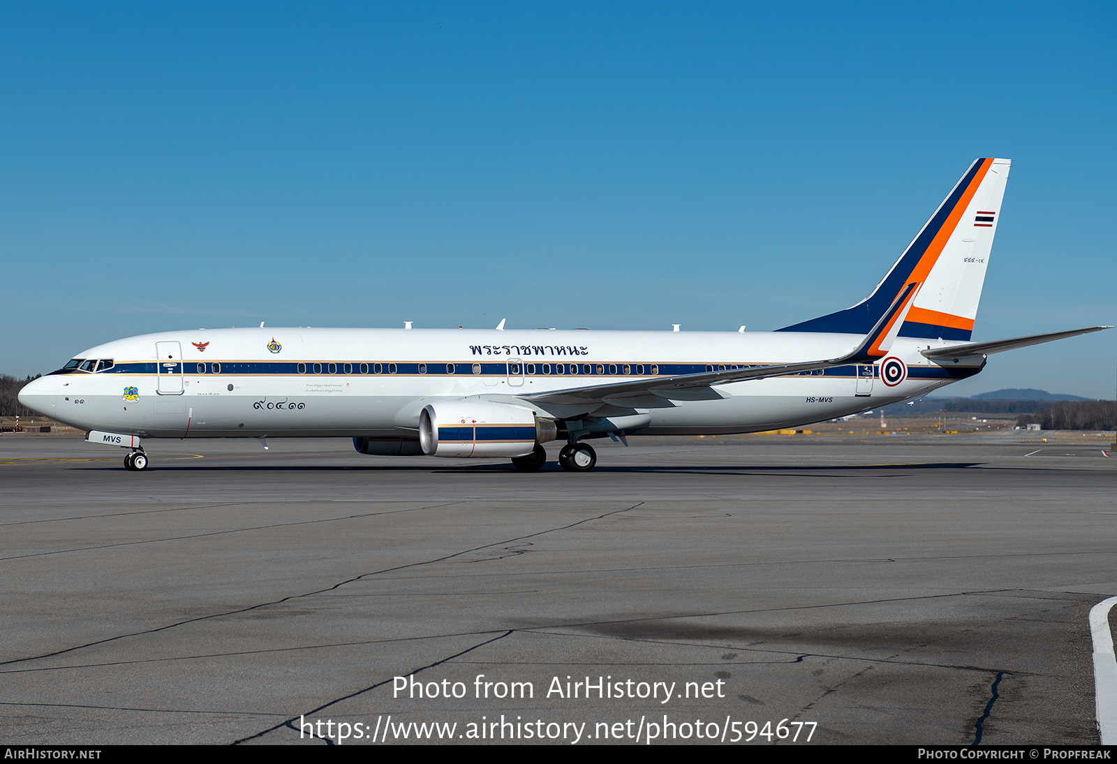 Aircraft Photo of HS-MVS / L11KH2-1/50 | Boeing 737-8Z6 BBJ2 | Thailand - Air Force | AirHistory.net #594677