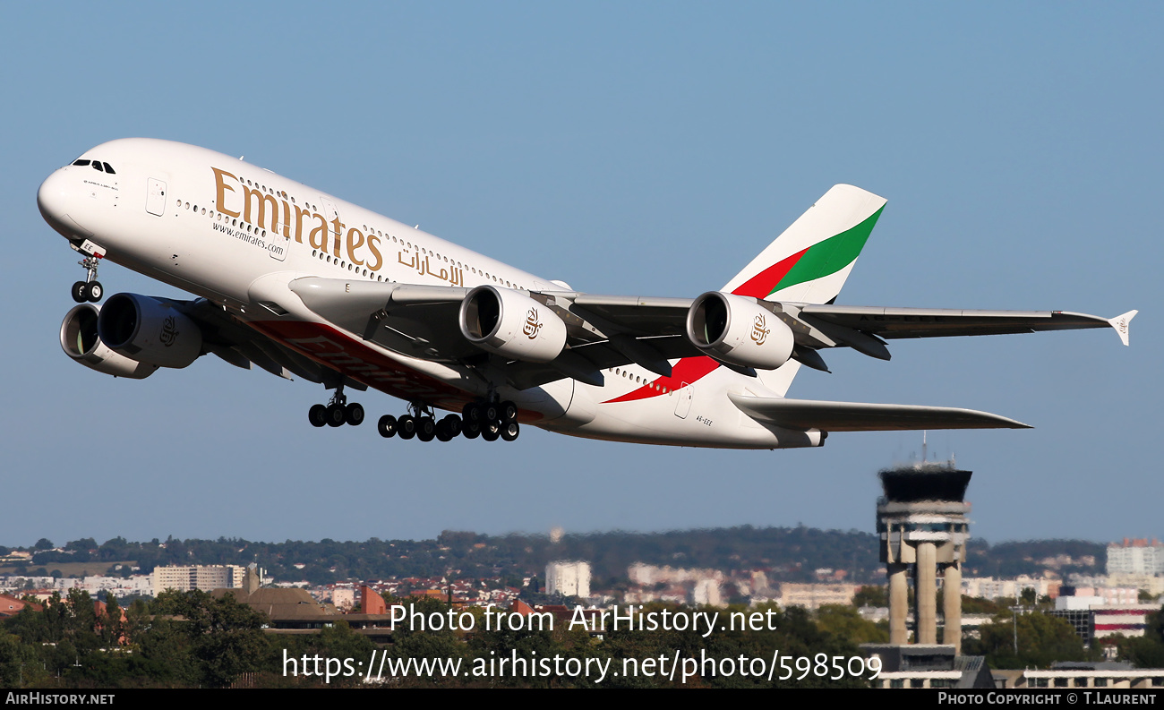 Aircraft Photo of A6-EEE | Airbus A380-861 | Emirates | AirHistory.net #598509