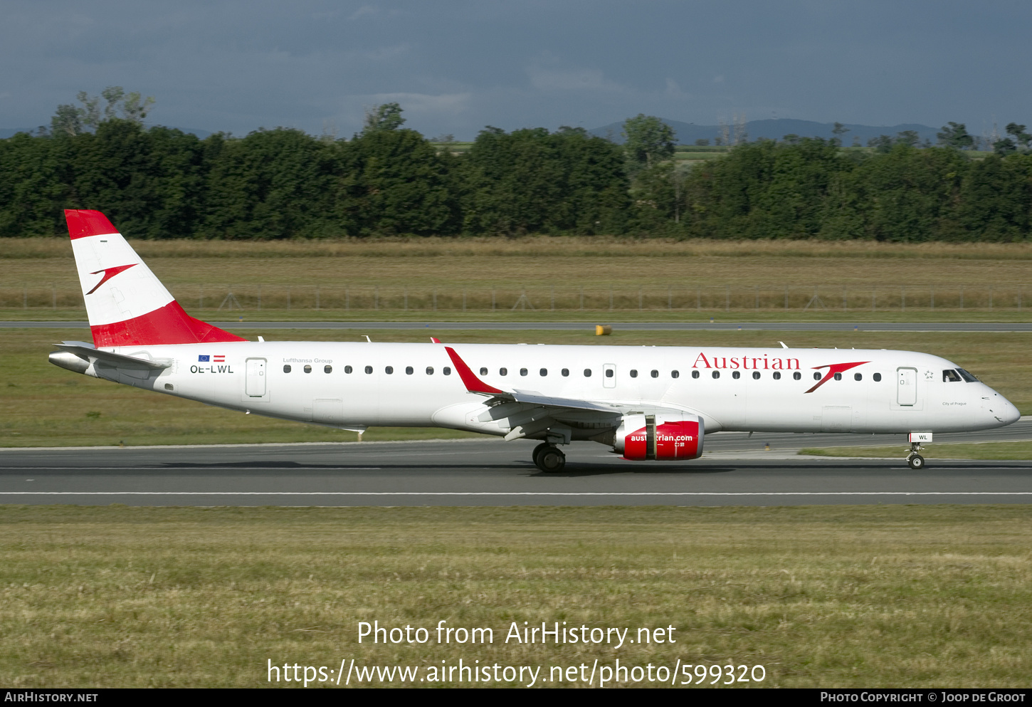 Aircraft Photo of OE-LWL | Embraer 195LR (ERJ-190-200LR) | Austrian Airlines | AirHistory.net #599320