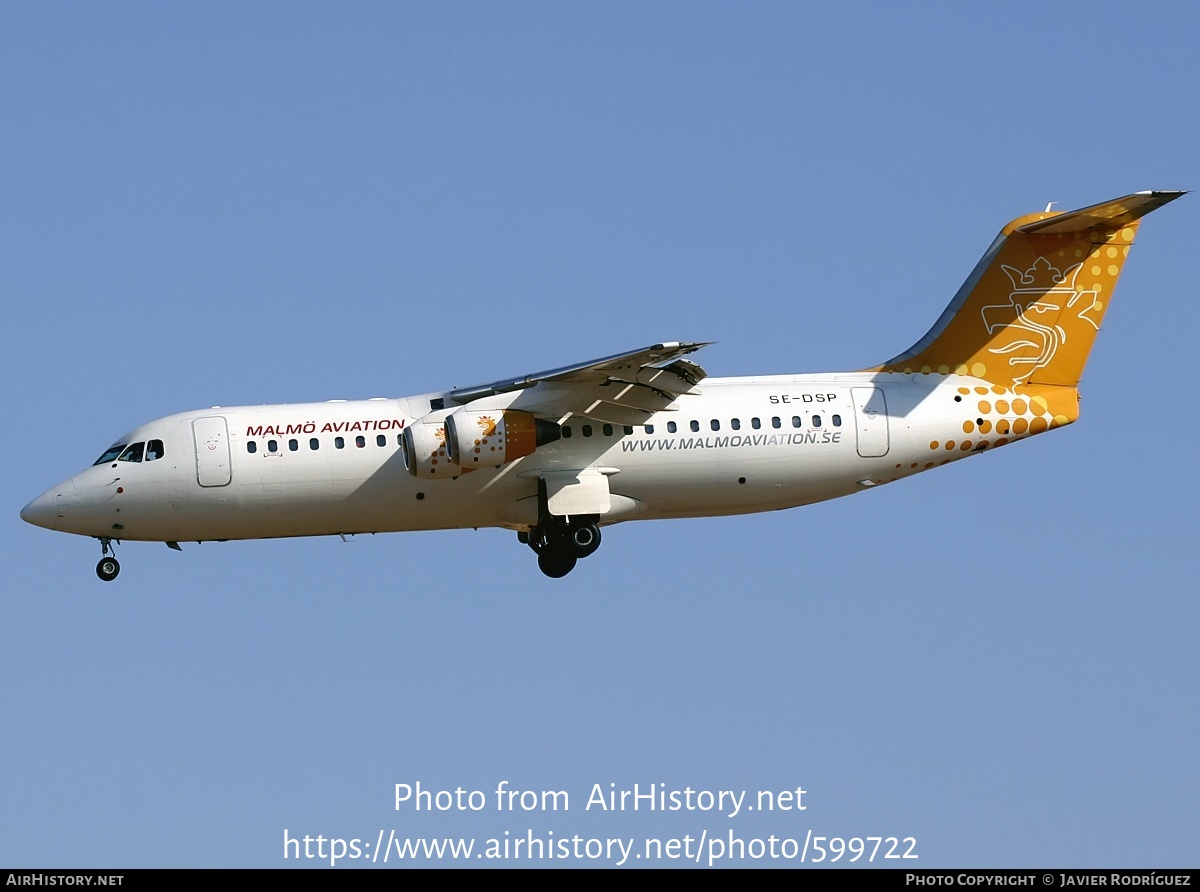 Aircraft Photo of SE-DSP | BAE Systems Avro 146-RJ100 | Malmö Aviation | AirHistory.net #599722