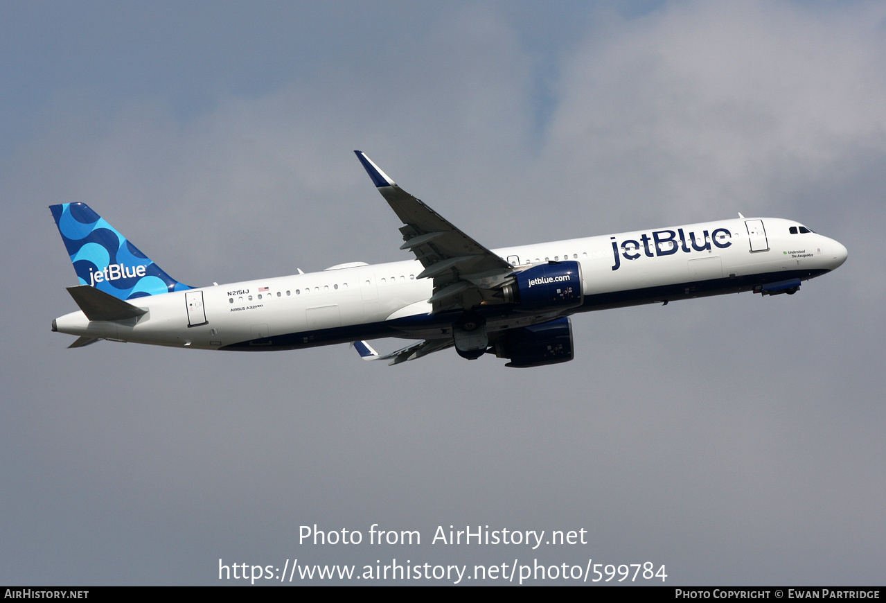 Aircraft Photo of N2151J | Airbus A321-271NX | JetBlue Airways | AirHistory.net #599784