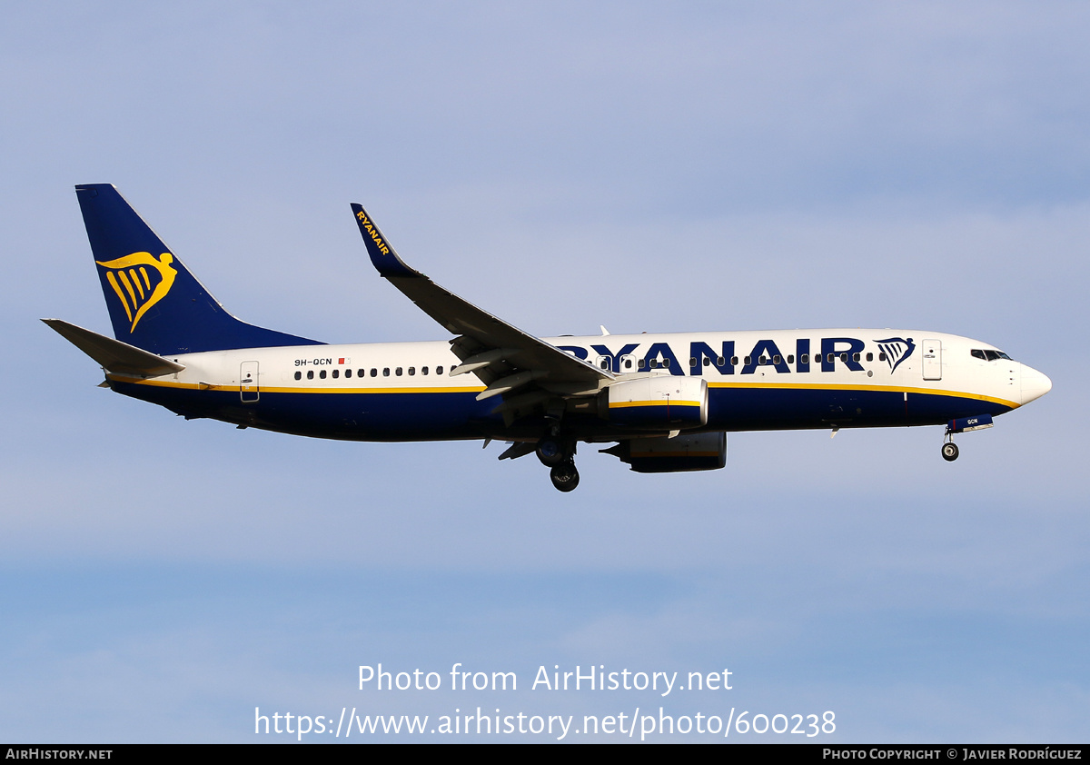 Aircraft Photo of 9H-QCN | Boeing 737-800 | Ryanair | AirHistory.net #600238