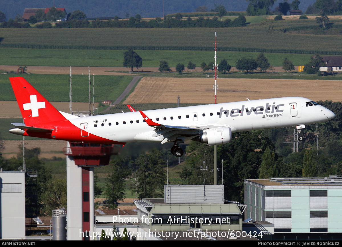 Aircraft Photo of HB-JVP | Embraer 190LR (ERJ-190-100LR) | Helvetic Airways | AirHistory.net #600424