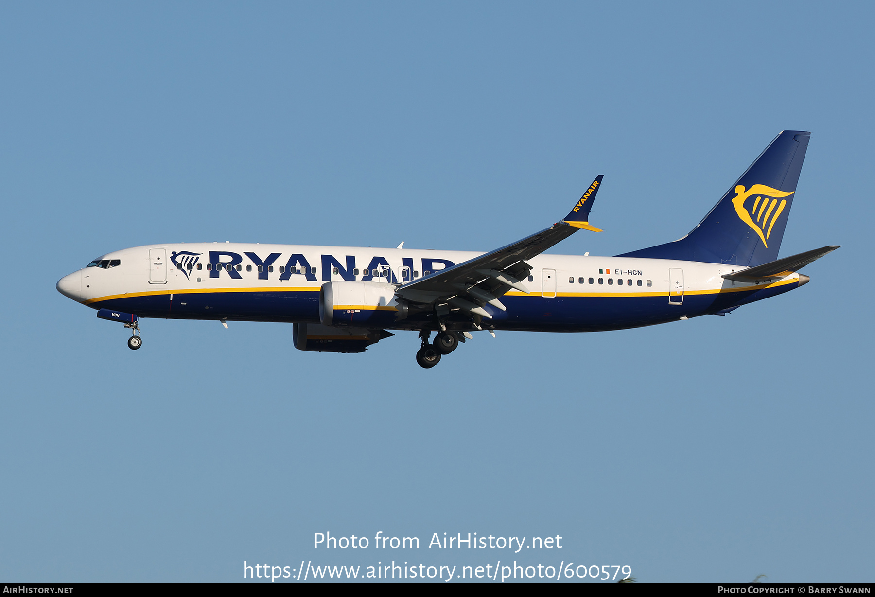 Aircraft Photo of EI-HGN | Boeing 737-8200 Max 200 | Ryanair | AirHistory.net #600579