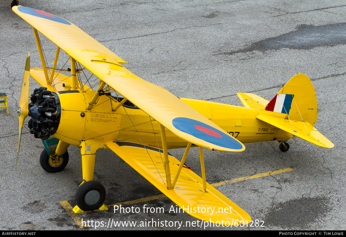 Aircraft Photo of C-FAIU / FK107 | Boeing PT-17 Kaydet (A75N1) | Canadian Warplane Heritage | UK - Air Force | AirHistory.net #601282